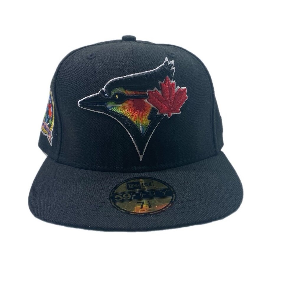 Toronto Blue Jays New Era 59FIFTY Fitted Hat Sz 7 1/8 Black Tie Dye Side Patch